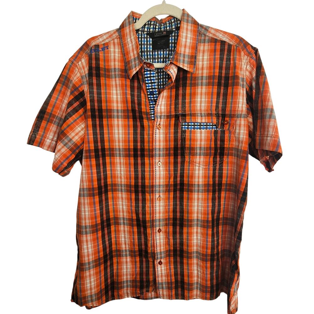 Millet Mens Plaid Nylon Button Shirt Sz XL Gorpcore Outdoor Hiking Trail Camping